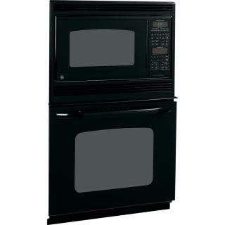 GE 26.625 in Self Cleaning Microwave Wall Oven Combo (Black On Black)