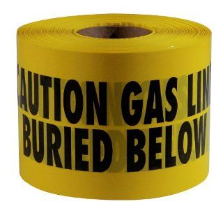 Empire Level 22 214 6 Inch by 1000 Feet Caution Gas Line Buried Below Tape, Yellow, 4 Pack