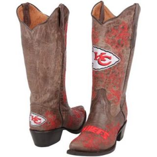 Kansas City Chiefs Womens Embroidered Cowboy Boots   Brown