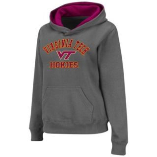 Virginia Tech Hokies Womens Arch Mascot Logo Pullover Hoodie   Charcoal