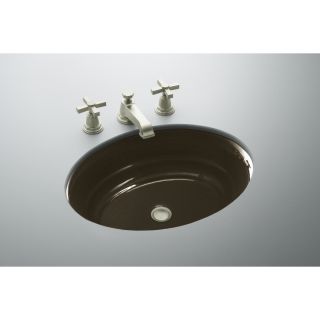 KOHLER Garamond Black N Tan Cast Iron Undermount Oval Bathroom Sink