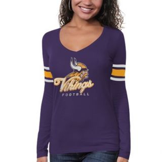 47 Brand Minnesota Vikings Ladies Homerun Long Sleeve T Shirt   Purple