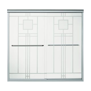 Sterling Finesse 54.62 in to 59.62 in W x 55.5 in H Silver Sliding Shower Door