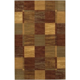 Mohawk Home Simple Squares Brown 5 ft x 8 ft Rectangular Tan Transitional Area Rug