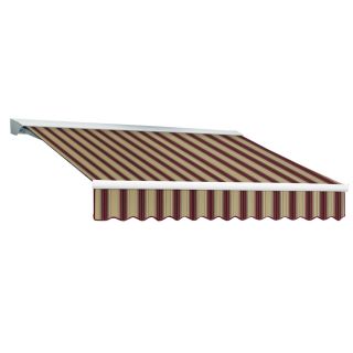 Awntech 8 ft Wide x 7 ft Projection Burgundy/Tan Multi Striped Slope Patio Retractable Remote Control Awning