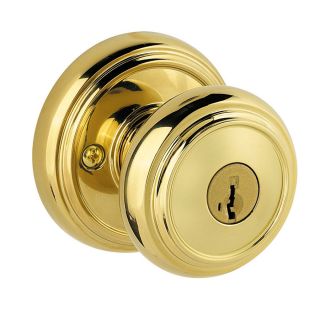 BALDWIN Prestige Alcott Smartkey Lifetime Polished Brass Round Residential Keyed Entry Door Knob
