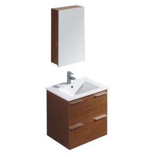 VIGO 24.25 in x 18.375 in Wenge Drop In Single Sink Bathroom Vanity with Vitreous China Top