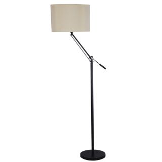 allen + roth 62 in Bronze Indoor Floor Lamp with Fabric Shade