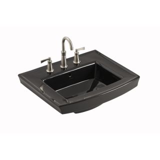 KOHLER Archer 23.93 in L x 20.43 in W Black Black Vitreous China Rectangular Pedestal Sink Top