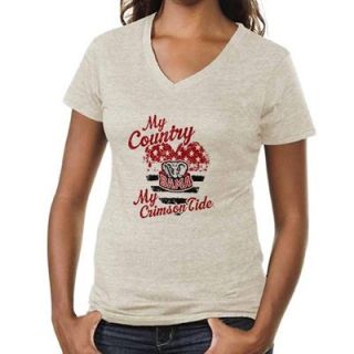 Alabama Crimson Tide Ladies My Country Tri Blend T Shirt   Cream