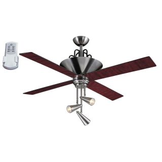 Harbor Breeze Galileo 52 in Brushed Chrome Downrod Mount Ceiling Fan with Light Kit and Remote