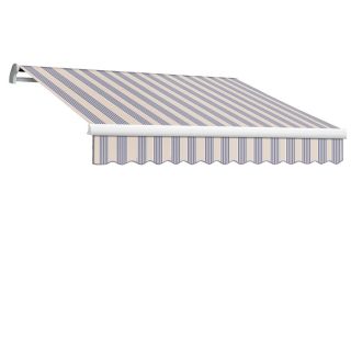 Awntech 10 ft Wide x 8 ft Projection Dusty Blue Multi Striped Slope Patio Retractable Remote Control Awning