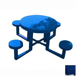 Ofab Blue Cast Aluminum Round Picnic Table
