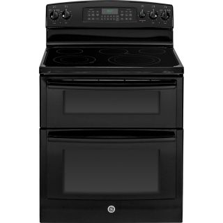 GE 30 in Smooth Surface 5 Element 4.4 cu ft/2.2 cu ft Self Cleaning Double Oven Electric Range (Black)