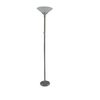 Portfolio 71 in Brushed Nickel Torchiere Indoor Floor Lamp with Glass Shade