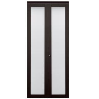 ReliaBilt Espresso 1 Lite Solid Core Tempered Frosted Glass Bifold Closet Door (Common 80.5 in x 24 in; Actual 80 in x 24 in)