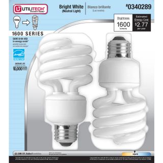 Utilitech 2 Pack 23 Watt (100W Equivalent) Spiral Bright White Outdoor CFL Bulb ENERGY STAR