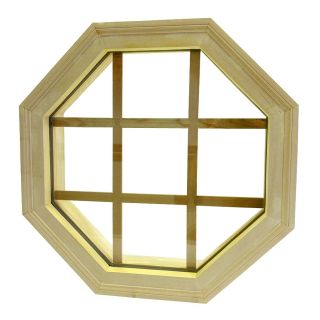 AWSCO 22 in x 22 in Raw White Pine Double Pane Octagon Replacement Fixed Octagon Window