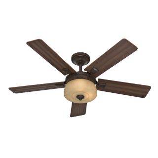 Hunter 52 in Onyx Bengal Bronze Downrod Mount Ceiling Fan with Light Kit