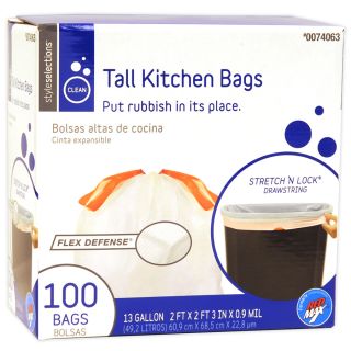 Style Selections 100 Count 13 Gallon Indoor Trash Bags