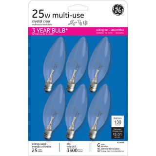 GE 6 Pack 25 Watt Soft White Dimmable Decorative Incandescent Light Bulb