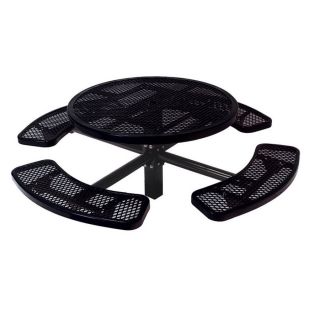 Ultra Play 6 ft 10 in Black Steel Round Picnic Table