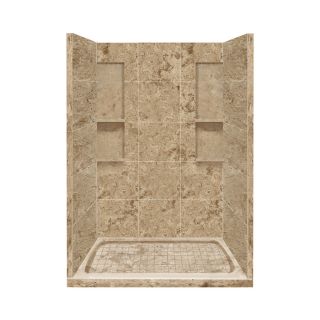 Style Selections 83 in H x 48 in W x 34 in L Sand Mountain Solid Surface Wall 4 Piece Alcove Shower Kit
