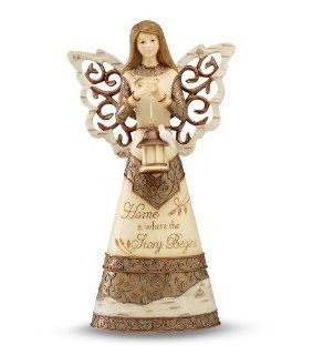 Elements Home Angel Figurine by Pavilion, Copper Accents, 7 1/2 Inch, Inscription Home is Where The Story Begins   Collectible Figurines