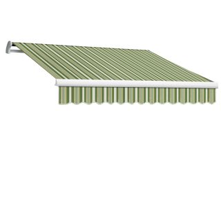 Awntech 18 ft Wide x 10 ft Projection Forest/Gray Multi Striped Slope Patio Retractable Manual Awning