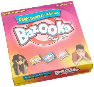 Bazooka Assorted Flavors Bubble Gum, 120 Count Packages (Pack of 12)  Chewing Gum  Grocery & Gourmet Food