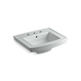 KOHLER Archer 23.93 in L x 20.43 in W Ice Grey Vitreous China Rectangular Pedestal Sink Top