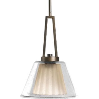 Progress Lighting 10 in W Oil Rubbed Bronze Mini Pendant Light with Textured Shade