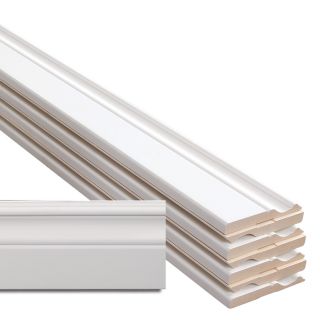 8 Piece 0.5 in x 4 in x 12 ft Interior Primed MDF Base Moulding Contractor Package (Pattern WM94)