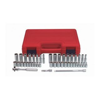 K Tool International 44 Piece Standard (SAE) and Metric Mechanics Tool Set with Hard Case
