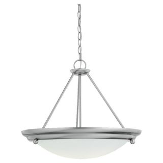 Sea Gull Lighting Centra 27 in W Brushed Stainless Frosted Glass Semi Flush Mount Light
