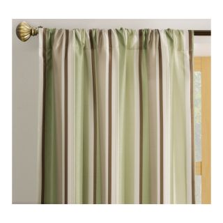 allen + roth Alison 63 in L Striped Green Rod Pocket Window Curtain Panel