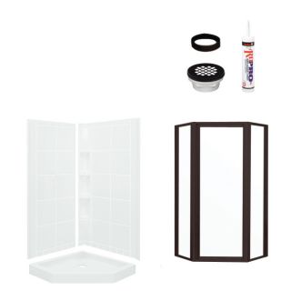 Sterling Intrigue 79.125 in H x 39 in W x 39 in L White Fiberglass and Plastic Wall 4 Piece Alcove Shower Kit