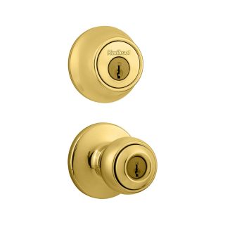 Kwikset Polo Polished Brass Round Residential Keyed Entry Door Knob
