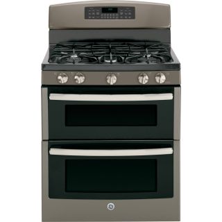 GE 30 in 5 Burner 4.3 cu ft/2.5 cu ft Self Cleaning Double Oven Convection Gas Range (Slate)