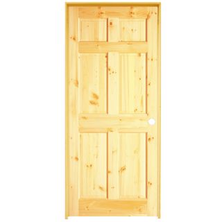 ReliaBilt 6 Panel Solid Core Knotty Pine Left Hand Interior Single Prehung Door (Common 80 in x 36 in; Actual 80 in x 36 in)