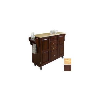 Home Styles 52.5 in L x 18 in W x 35.75 in H Medium Cherry Kitchen Island with Casters