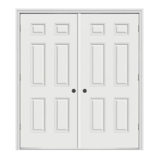 ProSteel 62 in x 80.75 in 6 Panel Prehung Outswing Steel Entry Door