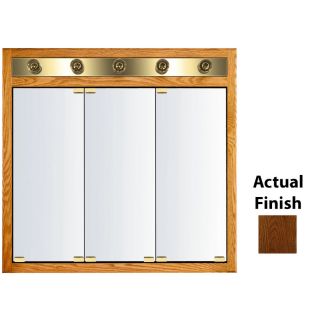 KraftMaid Traditional 35 3/4 in x 33 3/4 in Cognac Lighted Oak Surface Mount and Recessed Medicine Cabinet