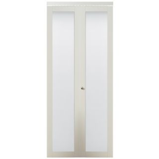 ReliaBilt White 1 Lite Solid Core Tempered Frosted Glass Bifold Closet Door (Common 80.5 in x 36 in; Actual 80 in x 36 in)