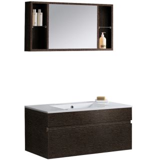 VIGO 35.75 in x 18.125 in Wenge Integral Single Sink Bathroom Vanity with Vitreous China Top