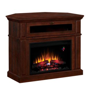 Style Selections 40 in W 4,600 BTU Brown Cherry Laminate Wood and Metal Corner or Wall Mount Electric Fireplace with Thermostat and Remote Control