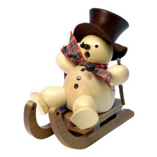 Alexander Taron Wood Snowman On Sled Ornament