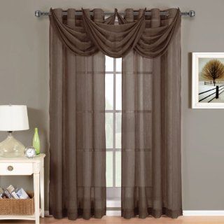 Abri Chocolate Brown Waterfall Grommet Crushed Sheer Valance, 24x24 inches, by Royal Hotel  