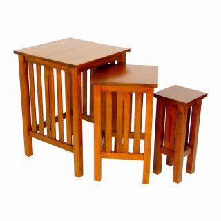 Wayborn Furniture Mission Brown Birch Accent Table Set