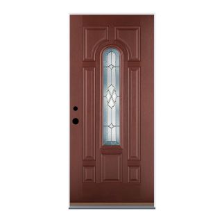 Benchmark by Therma Tru Center Arch Lite Decorative Mahogany Inswing Fiberglass Entry Door (Common 80 in x 36 in; Actual 81.5 in x 37.5 in)